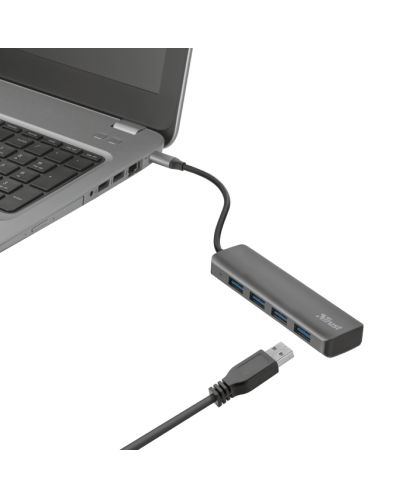 USB хъб Trust - Halyx Alum, 4 порта, USB-C, черен - 3
