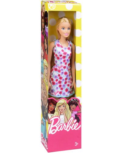Кукла Barbie Mattel - С розова рокля на червени и лилави цветя - 1