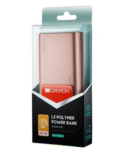 Портативна батерия Canyon - 10000 mAh, розова - 2