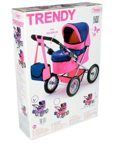 Розова количка за кукли - Trendy - 3