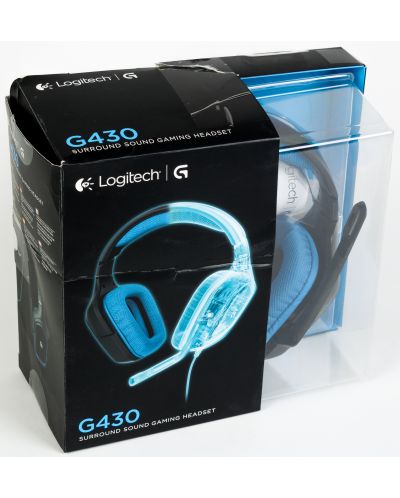 Гейминг слушалки Logitech G430 - 7.1 Surround, черни/сини (разопакован) - 2