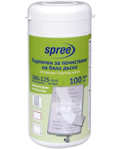Мокри кърпички за бяла дъска Spree – 100 броя, 160 х 125 mm - 1