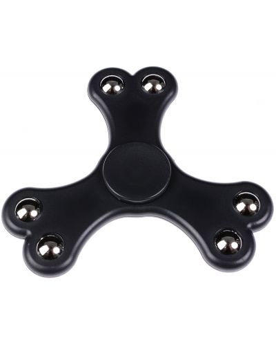 Антистресова играчка Fidget Spinner - Черен с 2 метални топчета - 1