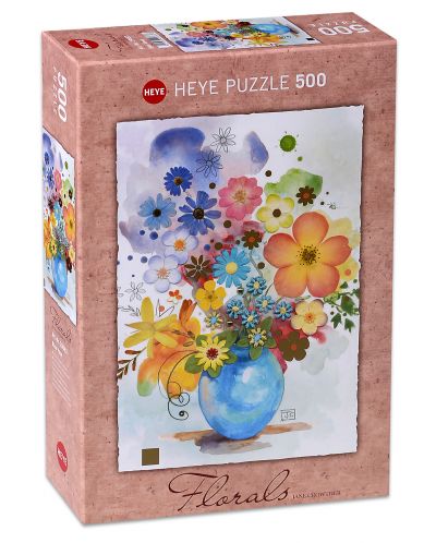 Пъзел Heye от 500 части - Синя ваза, Florals - 1