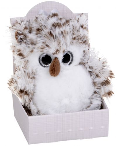 Плюшена играчка Morgenroth Plusch – Кафяво бухалче с бляскави очи в кутия, 12 cm - 1