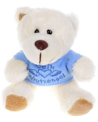 Плюшена играчка Morgenroth Plusch – Мече със синя тениска “ангел-пазител", 12 cm - 1