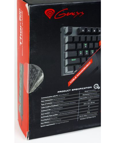 Механична клавиатура Genesis Thor 300 - TKL, за PC, сини суичове, зелена подсветка (разопакован) - 4