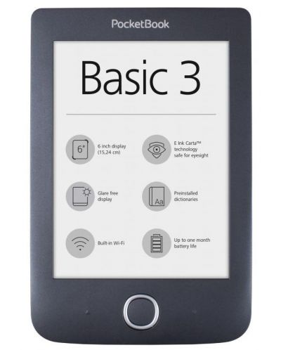Електронен четец PocketBook BASIC 3 PB614-2 - 6", черен - 1