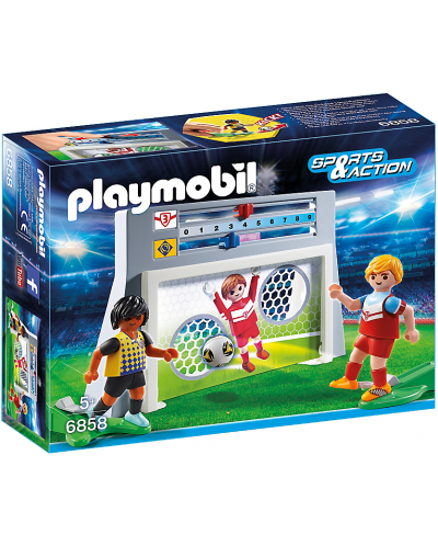 Комплект фигурки Playmobil Sports & Action - Футболисти с футболна врата - 1