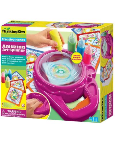 Творчески комплект 4M Thinking Kits - Направи си сам, Машина за рисуване с ръчно задвижване