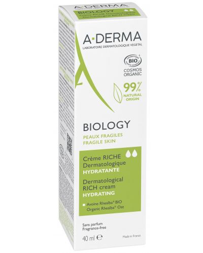 A-Derma Biology Дерматологичен хидратиращ богат крем, 40 ml - 3