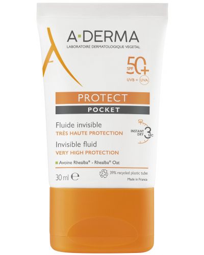 A-Derma Protect Невидим флуид Pocket, SPF 50+, 30 ml - 1