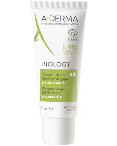 A-Derma Biology Дерматологичен хидратиращ богат крем, 40 ml - 1