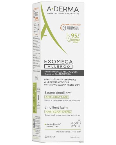 A-Derma Exomega Control Емолиентен балсам, стерилна козметика, 200 ml - 3