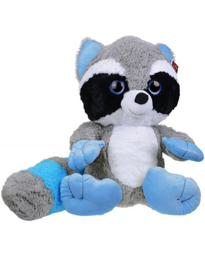 Плюшена играчка Morgenroth Plusch – Седящо енотче със сини ушички и лапички, 70 cm - 1
