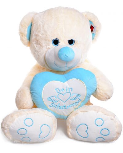 Плюшена играчка Morgenroth Plusch – Мече ангел-пазител със синьо сърце, 113 cm - 1