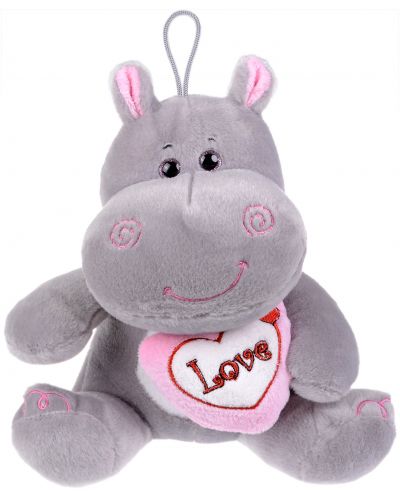 Плюшена играчка Morgenroth Plusch – Хипопотамче с розово сърце, 20 cm - 1