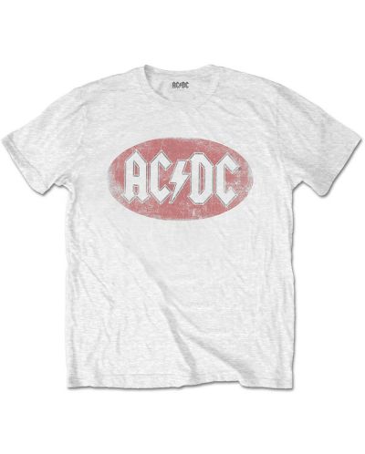 Тениска Rock Off AC/DC - Oval Logo Vintage, бяла - 1