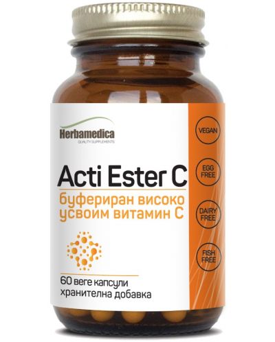 Acti Ester C, 500 mg, 60 веге капсули, Herbamedica - 1