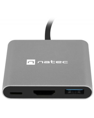 Адаптер Natec - Fowler Mini, USB-C/USB 3.0, HDMI, USB-C, сив - 5