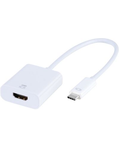 Адаптер Vivanco - 45253, USB-C/HDMI, 0.15 m, бял - 1