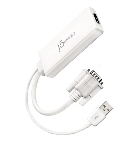 Адаптер j5create - JDA214, VGА/USB/HDMI, бял - 2