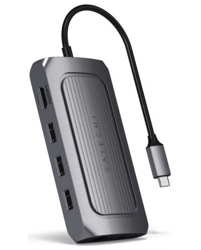 Адаптер Satechi - ST-U4MA3M, USB-C/MultiPort, сив - 1