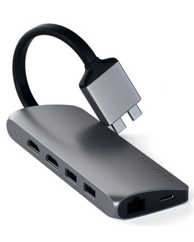 Адаптер Satechi - Multimedia, Dual USB-C, сив - 1