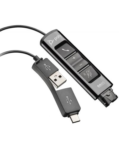 Адаптер Plantronics - DA85, USB-A/USB-C/QD, черен - 1