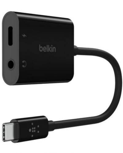 Адаптер Belkin - RockStar, жак 3.5 mm/USB-C, черен - 1