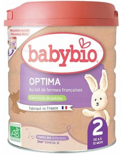 Адаптирано мляко Babybio - Optima 2, 800 g - 1