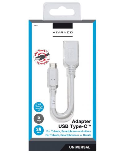 Адаптер Vivanco - 39837, USB-A/USB-C, бял - 2