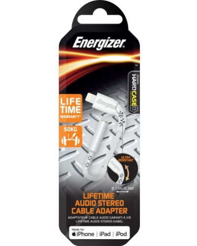 Адаптер Energizer - C41EUJALIAT, Lightning/жак 3.5 mm, бял - 3