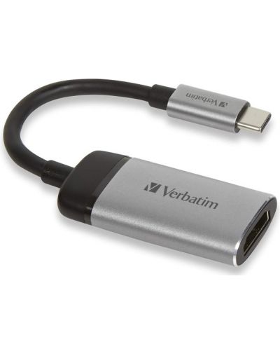 Адаптер Verbatim - USB-C/HDMI, 0.10 m, черен/сребрист - 1