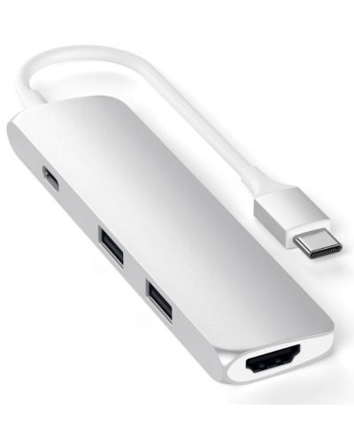 Адаптер Satechi - Aluminum Slim, USB-C/MultiPort, сребрист - 1