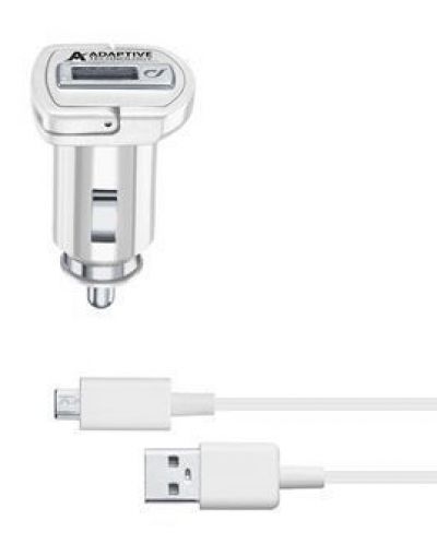 Зарядно за кола Cellularline - 4680, USB-A, кабел Micro USB, 15W, бяло - 1