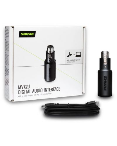 Адаптер за микрофон Shure - MVX2U, XLR/USB, черен - 6