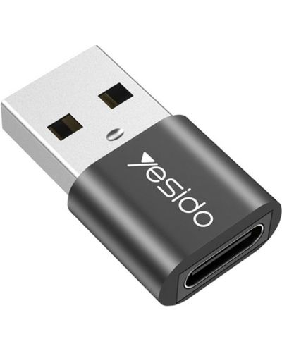 Адаптер Yesido - GS09, USB-A/USB-C, черен - 1