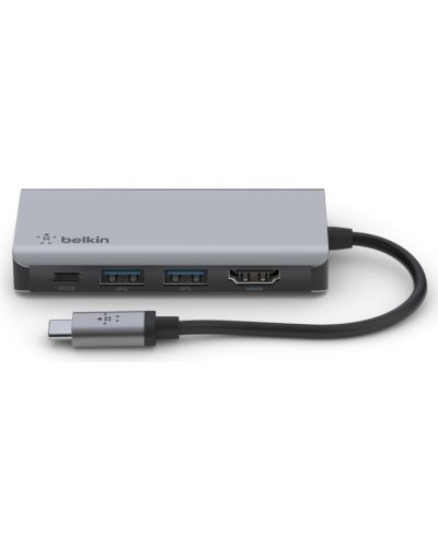 Адаптер Belkin - Multiport 4 в 1, USB-C, сив/черен - 3