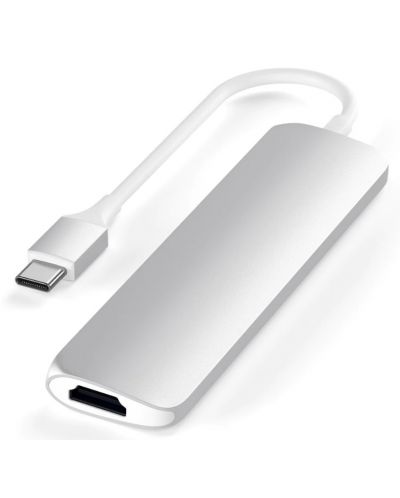 Адаптер Satechi - Aluminum Slim, USB-C/MultiPort, сребрист - 2