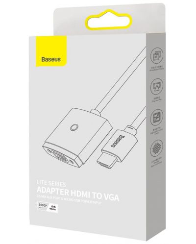 Адаптер Baseus - Lite WKQX010102, HDMI/VGA, бял - 6