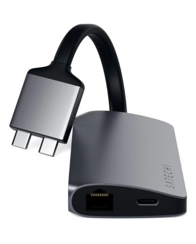 Адаптер Satechi - Multimedia, Dual USB-C, сив - 3