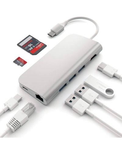 Адаптер Satechi - ST-TCMAS, USB-C/MultiPort, сребрист - 3