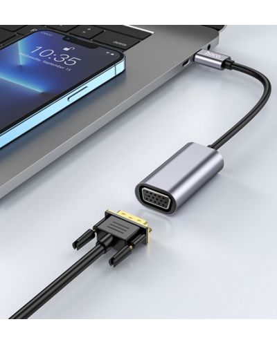 Адаптер Hoco - UA21, USB-C/VGA, Metal Gray - 2