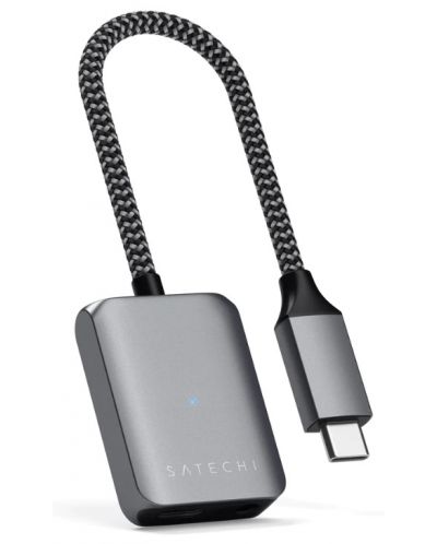 Адаптер Satechi - ST-UCAPDAM, USB-C/жак 3.5 mm/PD, сив - 1