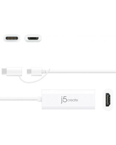 Адаптер j5create - JUA165C, Android USB, USB-C-Micro USB-B/HDMI, бял - 2