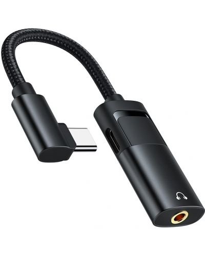 Адаптер Xmart - USB-C/жак 3.5 mm/USB-C, черен - 3