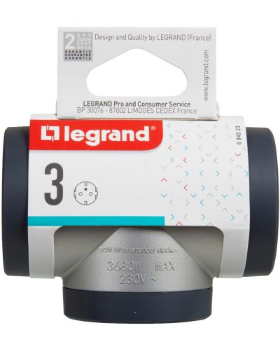 Адаптер Legrand - 694523, 3 гнезда, Т-образен, 3680 W, алуминий - 4