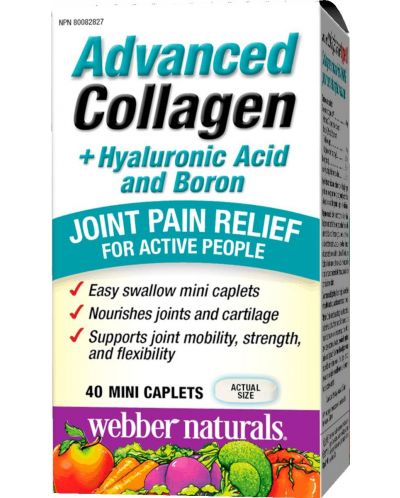 Advanced Collagen + Hyaluronic Acid and Boron, 40 мини каплети, Webber Naturals - 1