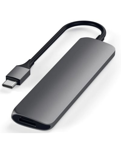 Адаптер Satechi - Aluminum Slim, USB-C/MultiPort, сив - 2